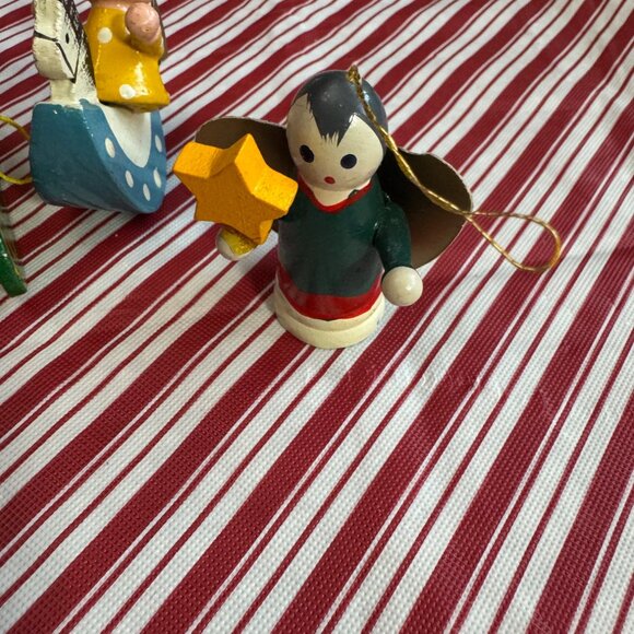 Vintage Handcrafted Wooden Christmas Ornaments Set Of 4 Figurines - Picture 4 of 5